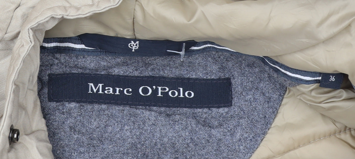 Marc O'Polo Women's Beige Parka Coat Size 10 Hooded Lined Cotton Blend
