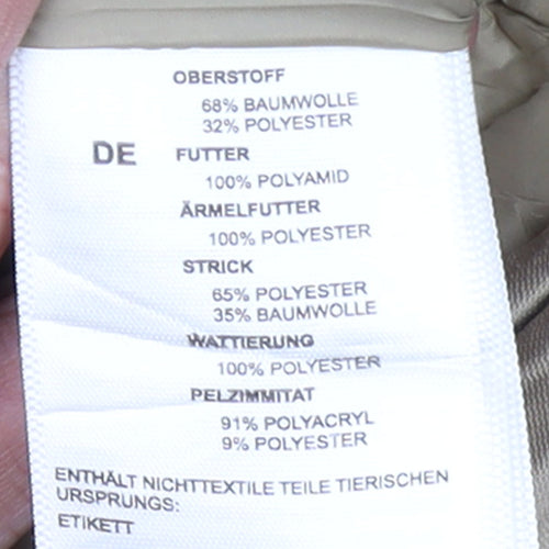 Marc O'Polo Women's Beige Parka Coat Size 10 Hooded Lined Cotton Blend