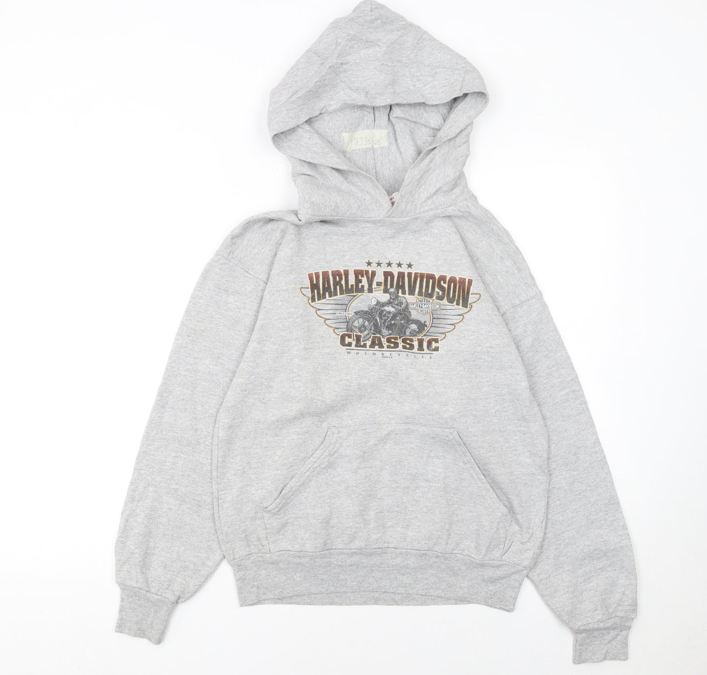 Harley-Davidson Boys Grey Hoodie L 14-16 Classic Pullover Motorcycle Print