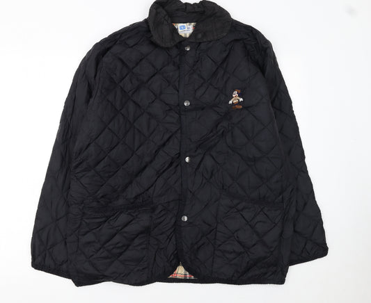 Donaldson Women Black Quilted Jacket L Embroidered Disney Style