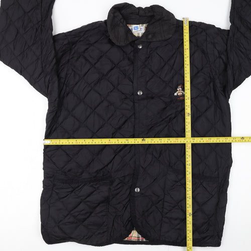 Donaldson Women Black Quilted Jacket L Embroidered Disney Style
