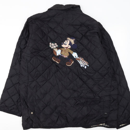 Donaldson Women Black Quilted Jacket L Embroidered Disney Style