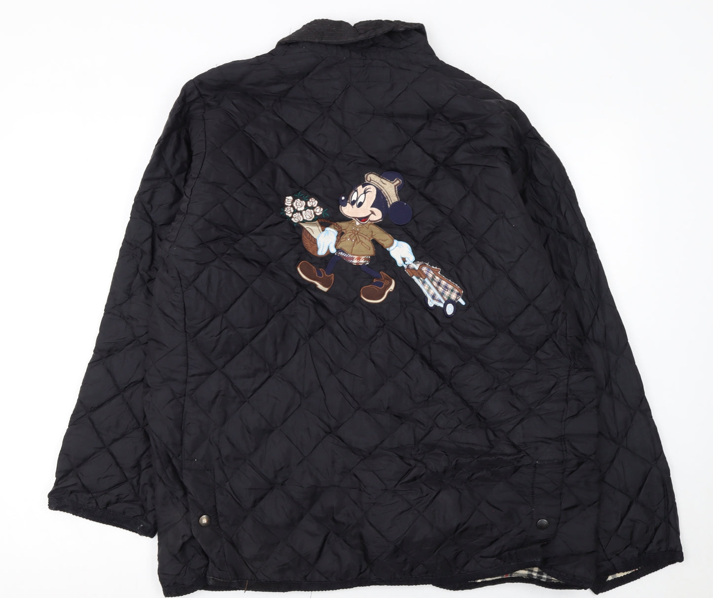 Donaldson Women Black Quilted Jacket L Embroidered Disney Style