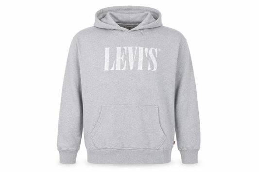 Front view of Levi's Men's Grey Relaxed Fit Pullover Hoodie Large