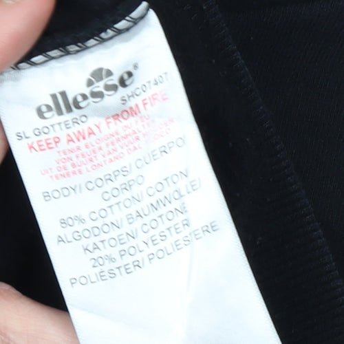 Ellesse Men's Black Pullover Hoodie Small Regular Fit with Logo Print