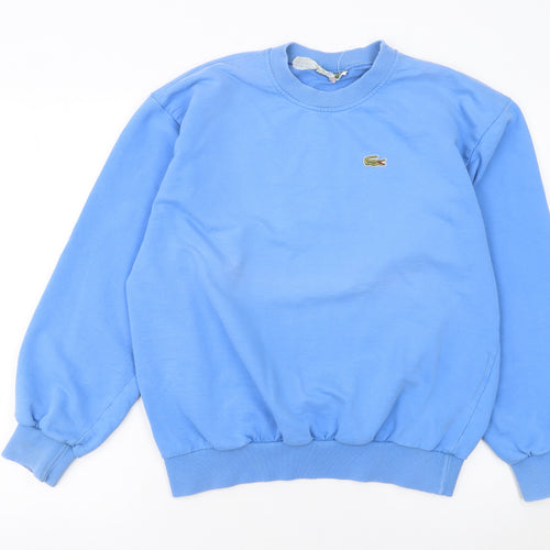 Lacoste Men's Blue Cotton Crew Neck Pullover Sweatshirt L Vintage