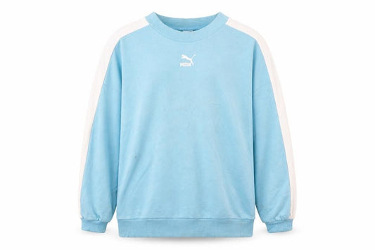 Front view of Puma Men’s Blue Crew Neck Pullover Sweatshirt, size S