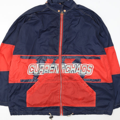 Earthbound Men's Blue Red 2XL Windbreaker Jacket Nylon Retro Style