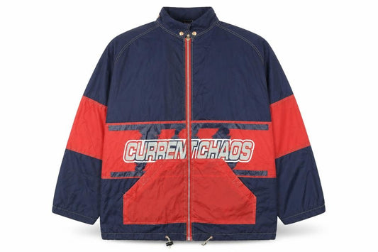 Front view of Earthbound Men's Blue Red 2XL Windbreaker Jacket Nylon Retro Style