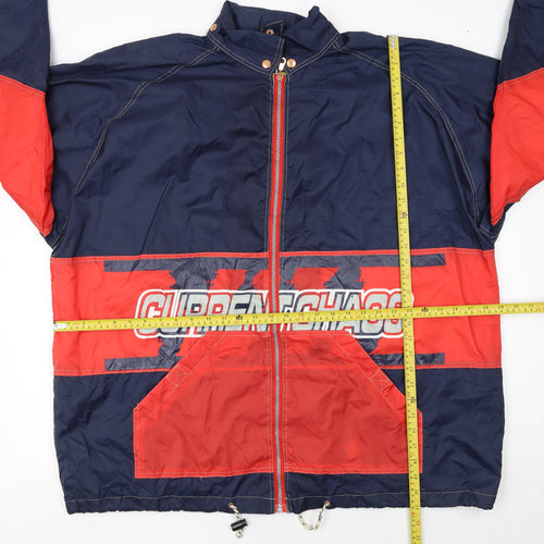 Earthbound Men's Blue Red 2XL Windbreaker Jacket Nylon Retro Style