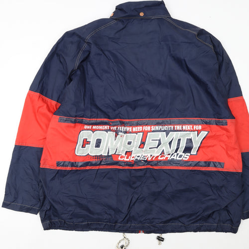 Earthbound Men's Blue Red 2XL Windbreaker Jacket Nylon Retro Style