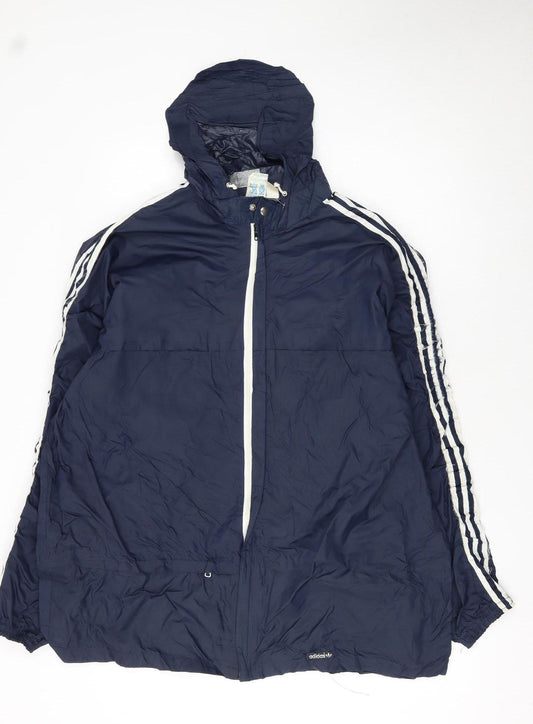 Adidas Mens Blue XL Windbreaker Hooded Sports Jacket