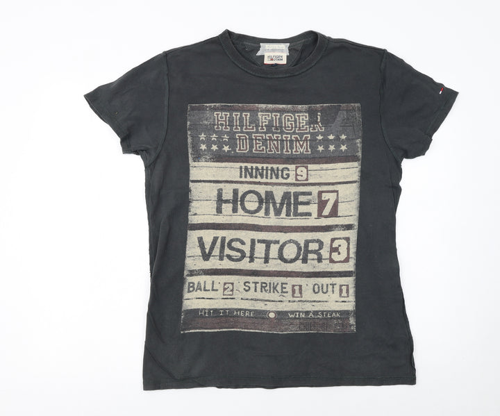 Hilfiger Denim Men's Black Graphic Print Cotton T-Shirt Size S