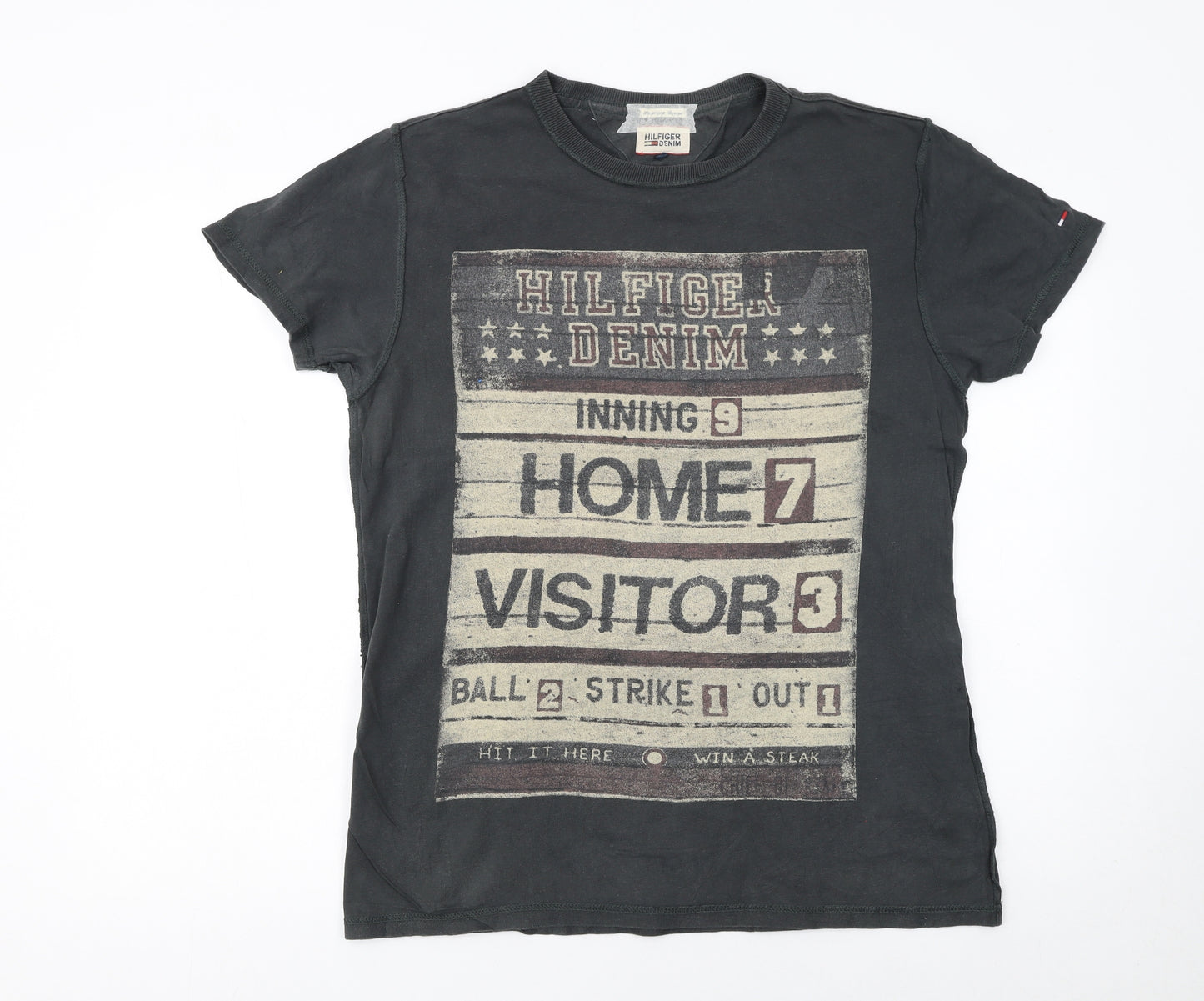 Hilfiger Denim Men's Black Graphic Print Cotton T-Shirt Size S