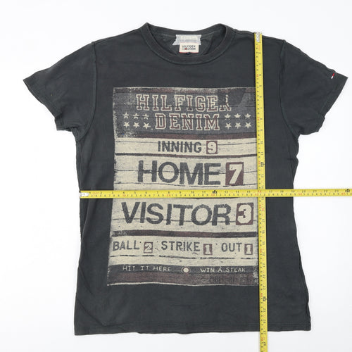 Hilfiger Denim Men's Black Graphic Print Cotton T-Shirt Size S