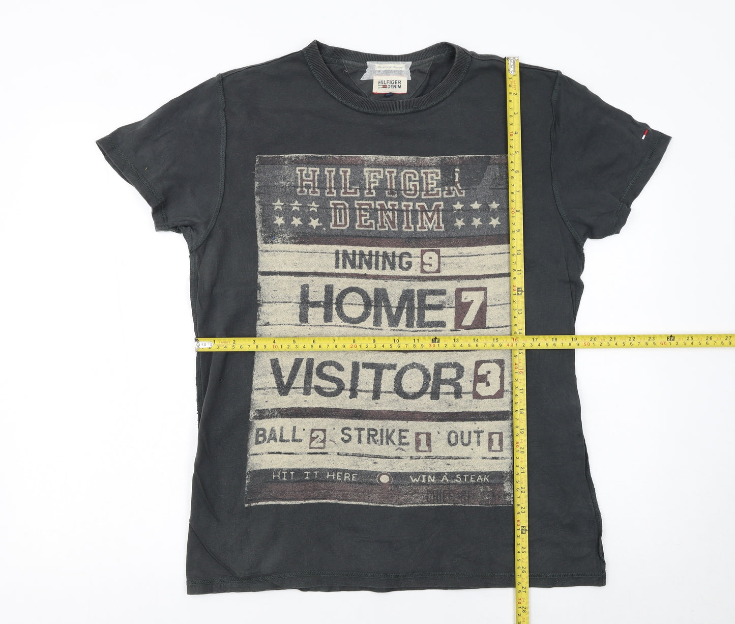Hilfiger Denim Men's Black Graphic Print Cotton T-Shirt Size S