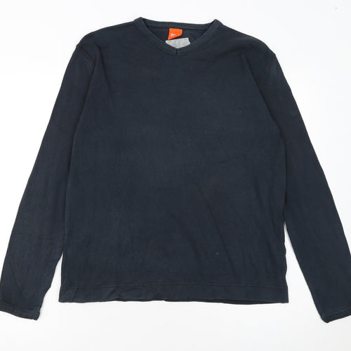 Hugo Boss Men's Black Long Sleeve Cotton Crew Neck T-Shirt Size S