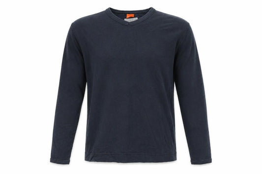 Front view of Hugo Boss Men's Black Long Sleeve Cotton Crew Neck T-Shirt, size S