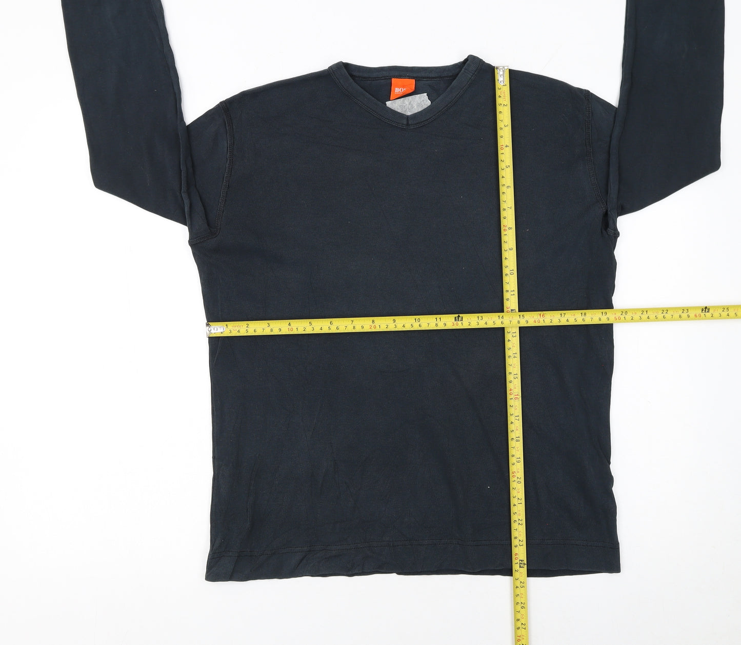 Hugo Boss Men's Black Long Sleeve Cotton Crew Neck T-Shirt Size S