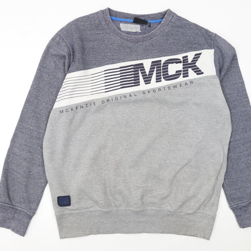 McKenzie Men’s Grey XL Pullover Sweatshirt Sports Logo Crew Neck