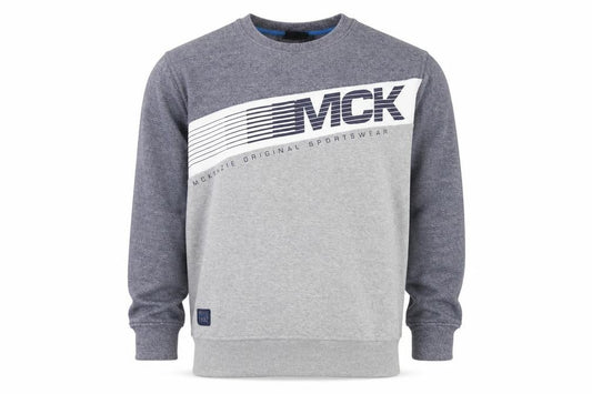 Front view of McKenzie Men’s Grey XL Pullover Sweatshirt Sports Logo Crew Neck