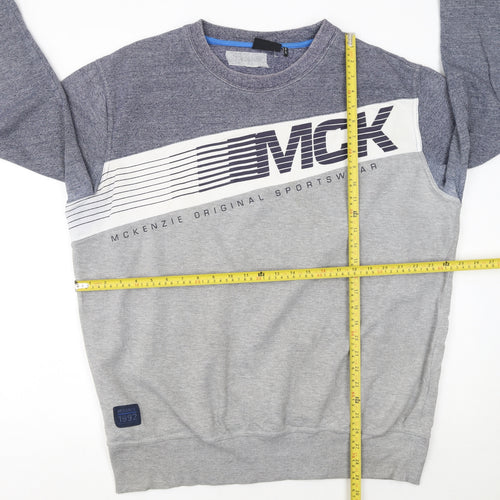 McKenzie Men’s Grey XL Pullover Sweatshirt Sports Logo Crew Neck