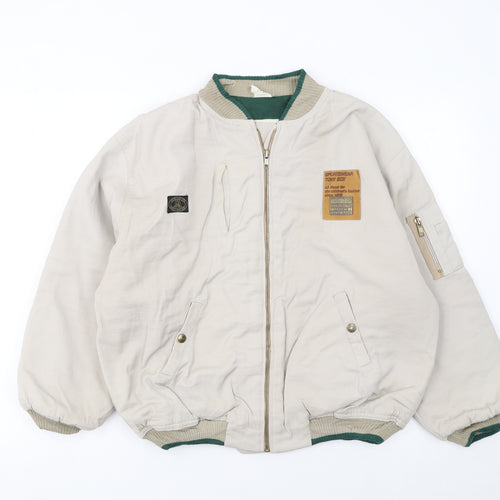Tony Boy Boys Beige 14 Years Cotton Retro Zip Jacket