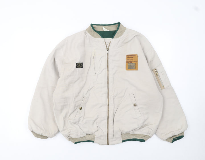 Tony Boy Boys Beige 14 Years Cotton Retro Zip Jacket