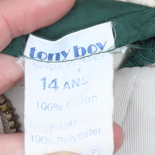 Tony Boy Boys Beige 14 Years Cotton Retro Zip Jacket