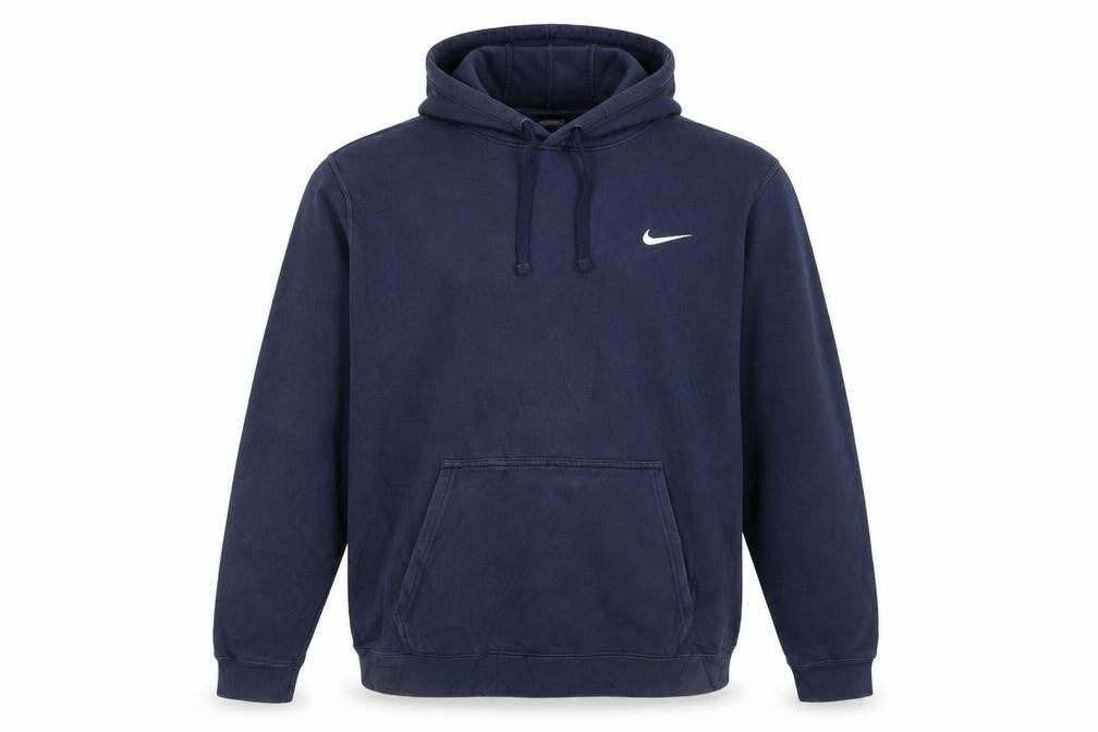 Front view of Nike Men's Blue Pullover Hoodie Medium Sports Fleece Sweatshirt