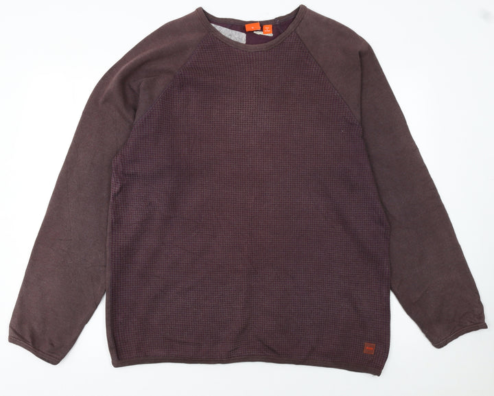Hugo Boss Men's Brown Knit Crew Neck Pullover Sweatshirt XL