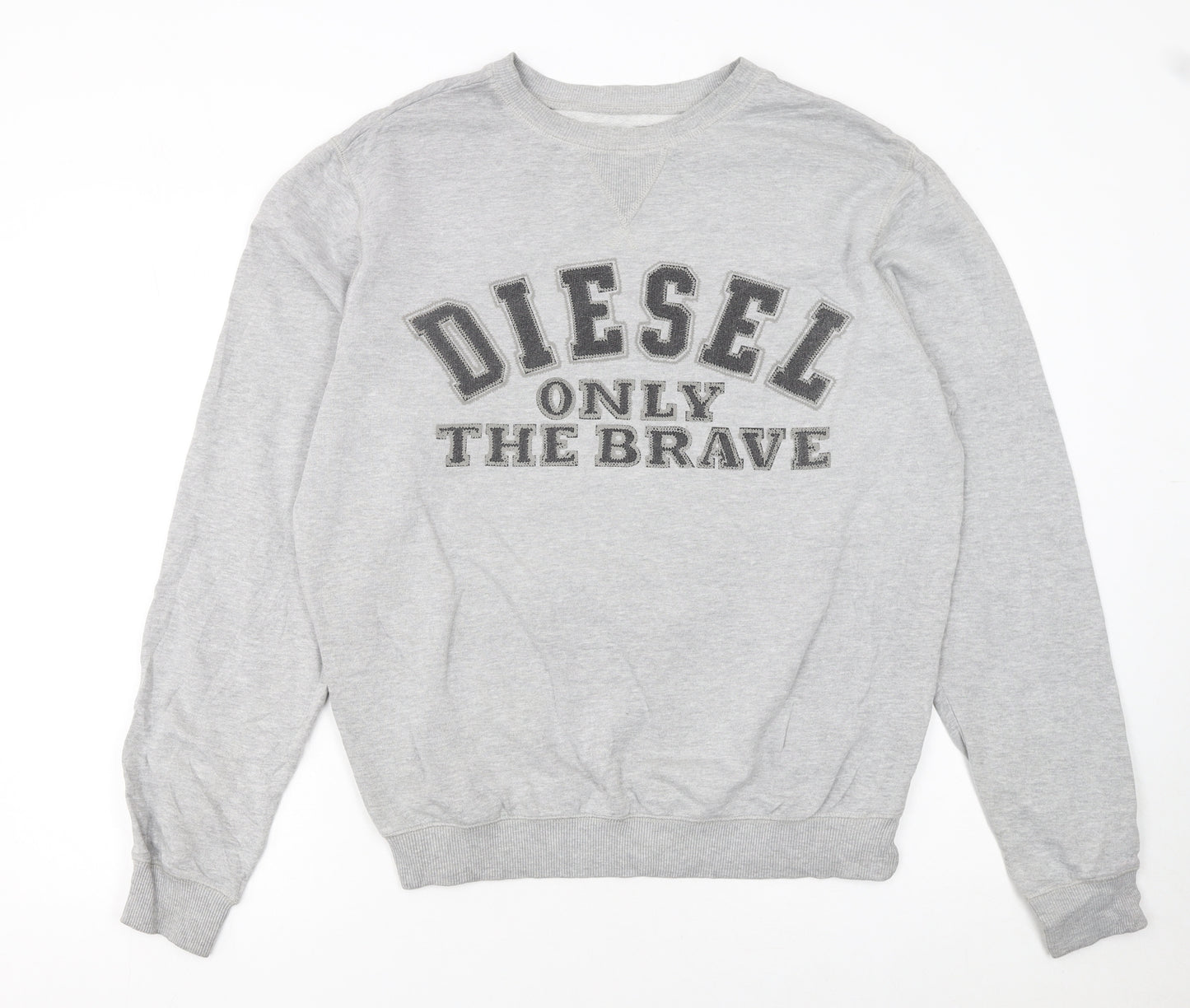 Diesel Men's Grey Crew Neck Logo Pullover Sweatshirt Size M