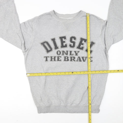 Diesel Men's Grey Crew Neck Logo Pullover Sweatshirt Size M