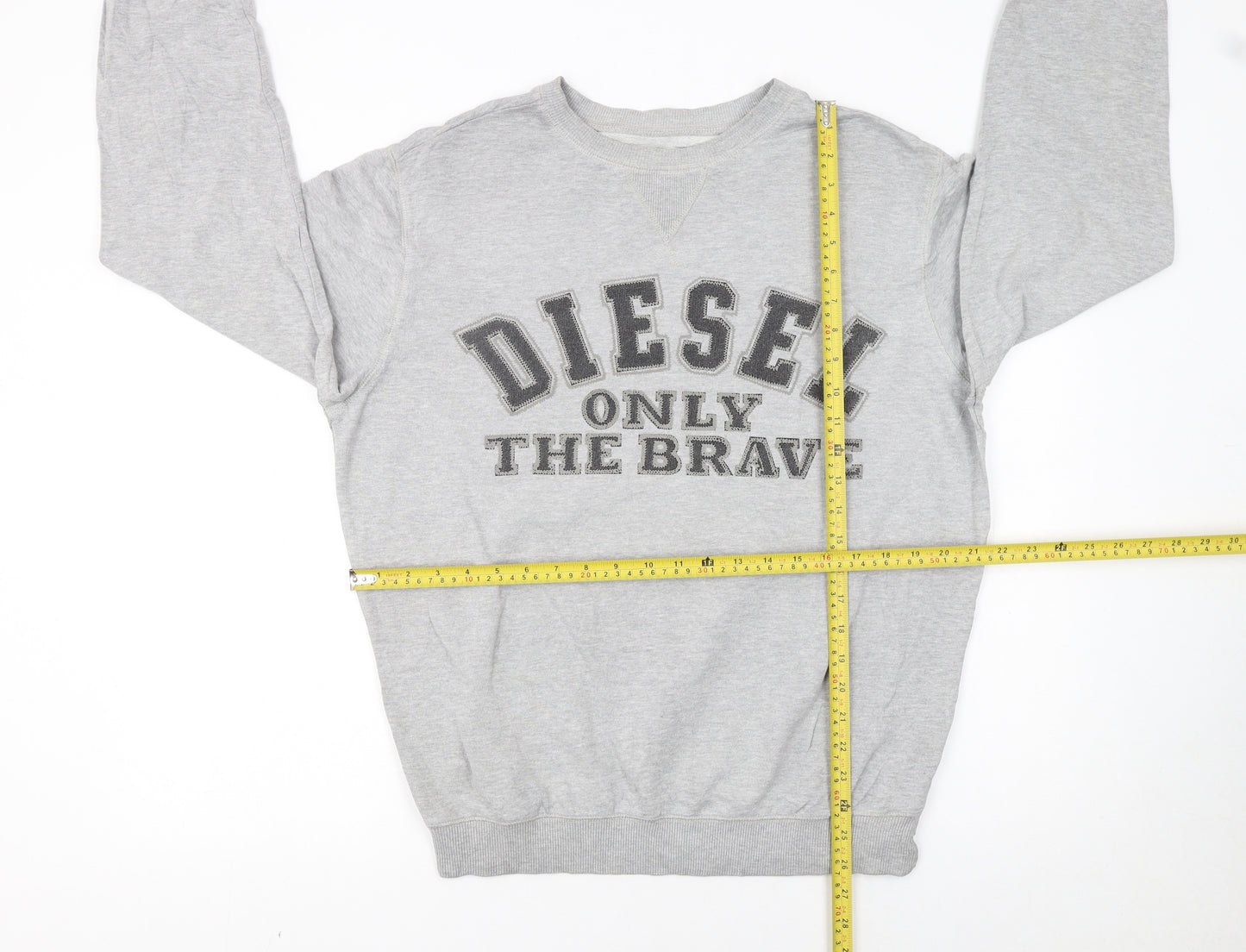 Diesel Men's Grey Crew Neck Logo Pullover Sweatshirt Size M