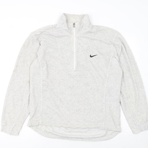 Nike Women Grey 1/2 Zip Pullover Sweatshirt L 12-14 Cotton Blend