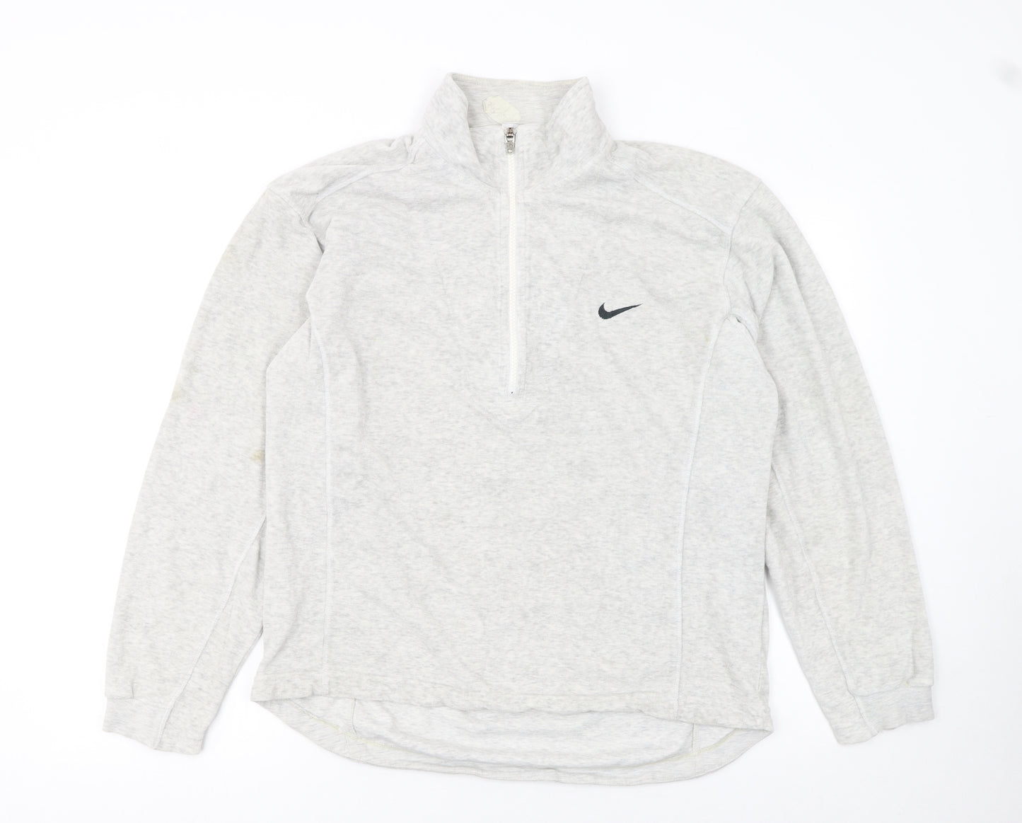 Nike Women Grey 1/2 Zip Pullover Sweatshirt L 12-14 Cotton Blend