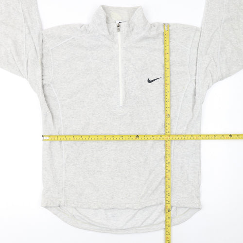 Nike Women Grey 1/2 Zip Pullover Sweatshirt L 12-14 Cotton Blend