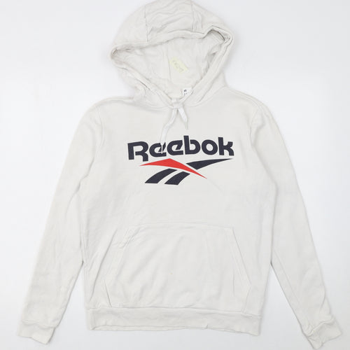 Reebok Women’s Beige XS Pullover Hoodie with Logo Print