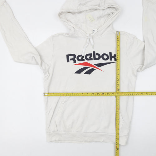 Reebok Women’s Beige XS Pullover Hoodie with Logo Print