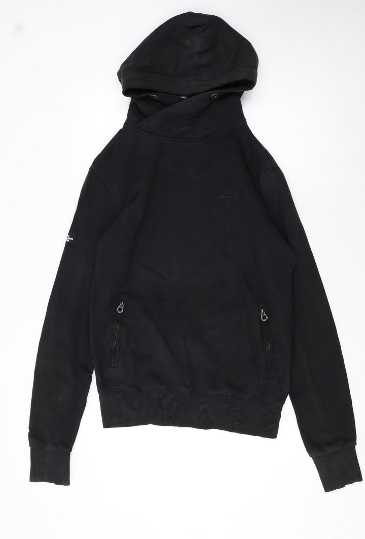 Superdry Men’s Black Pullover Hoodie Size S Regular Fit Fleece