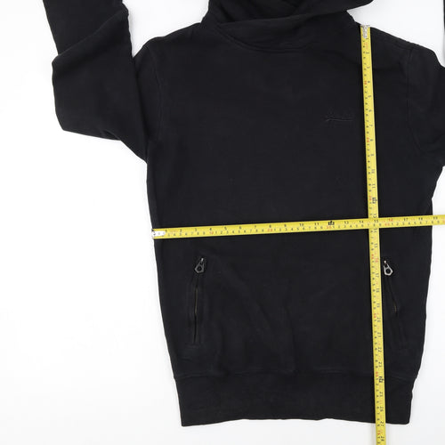 Superdry Men’s Black Pullover Hoodie Size S Regular Fit Fleece