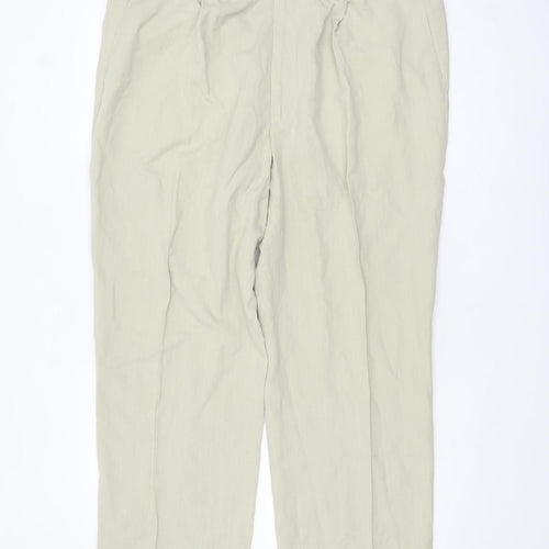 Marks and Spencer Men’s Beige Linen Blend Chino Trousers 40W 31L