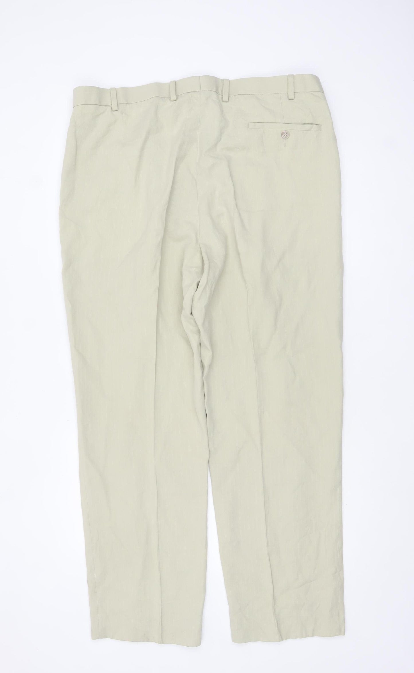Marks and Spencer Men’s Beige Linen Blend Chino Trousers 40W 31L
