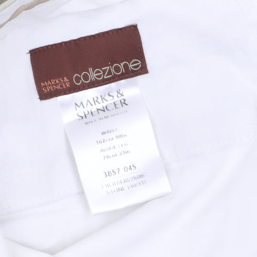 Marks and Spencer Men’s Beige Linen Blend Chino Trousers 40W 31L