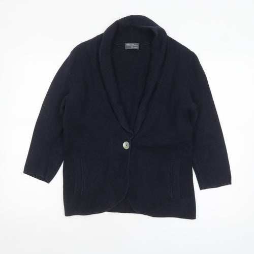 Peter Hahn Women’s Blue Cotton Shawl Collar Cardigan Size 12