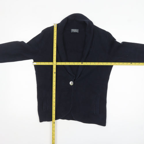 Peter Hahn Women’s Blue Cotton Shawl Collar Cardigan Size 12