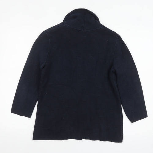Peter Hahn Women’s Blue Cotton Shawl Collar Cardigan Size 12