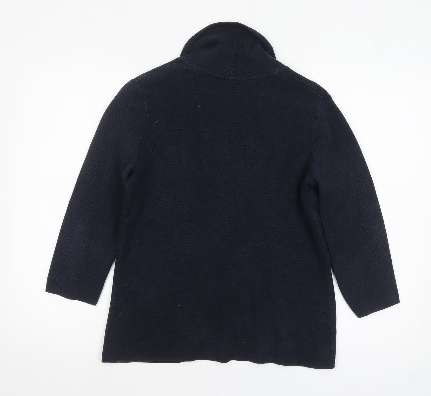 Peter Hahn Women’s Blue Cotton Shawl Collar Cardigan Size 12
