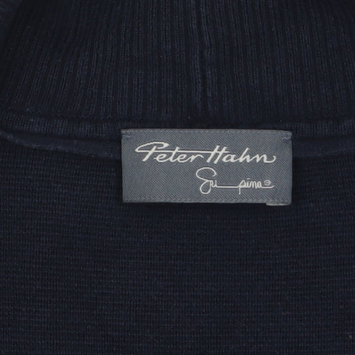 Peter Hahn Women’s Blue Cotton Shawl Collar Cardigan Size 12