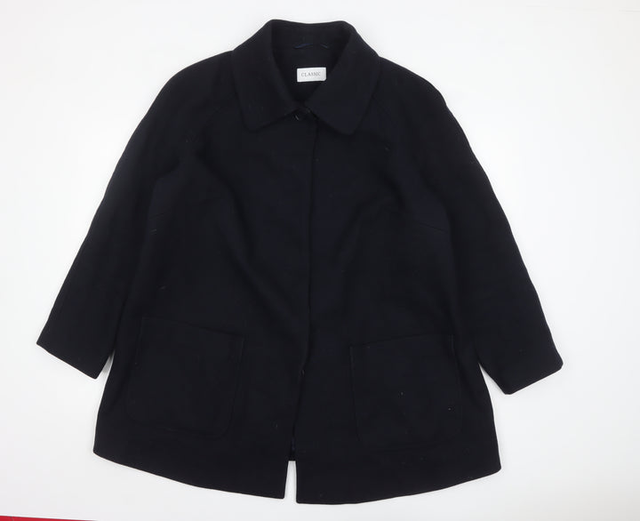 Marks and Spencer Women's Black Wool Blend Classic Mid-Length Coat Size 22